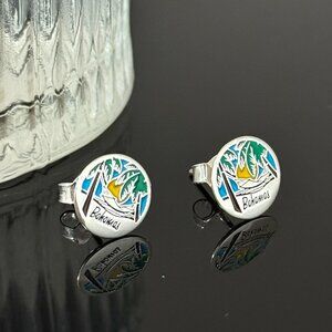 Bahamas Beach Earrings S925 Sterling Silver Handmade Ear Stud